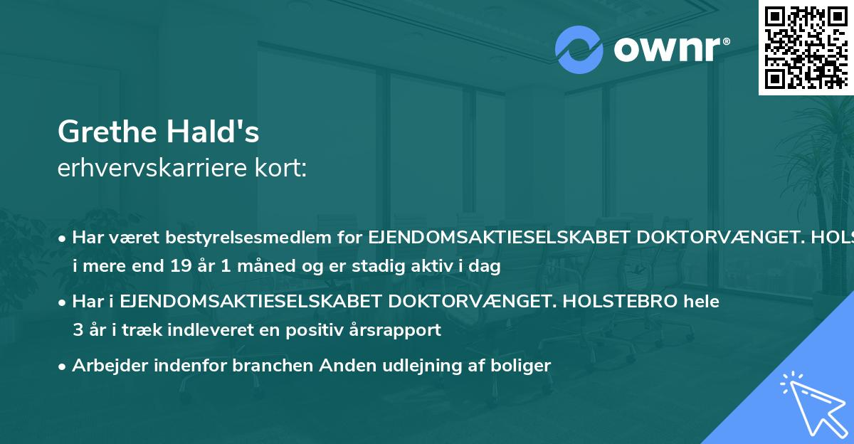 Grethe Hald's erhvervskarriere kort