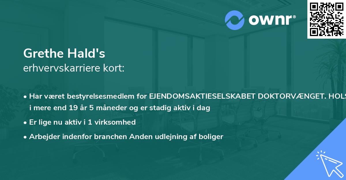 Grethe Hald's erhvervskarriere kort