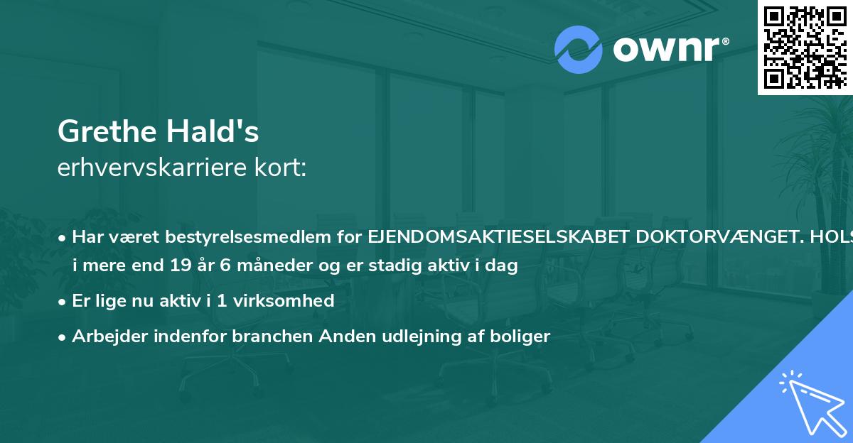 Grethe Hald's erhvervskarriere kort