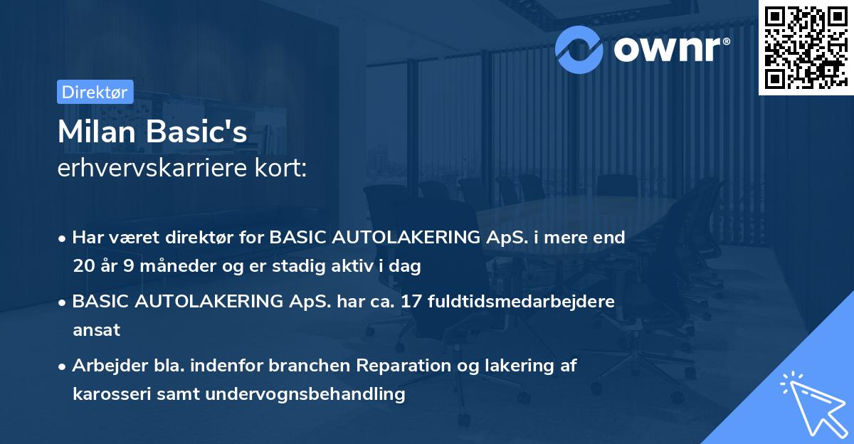 Milan Basic's erhvervskarriere kort