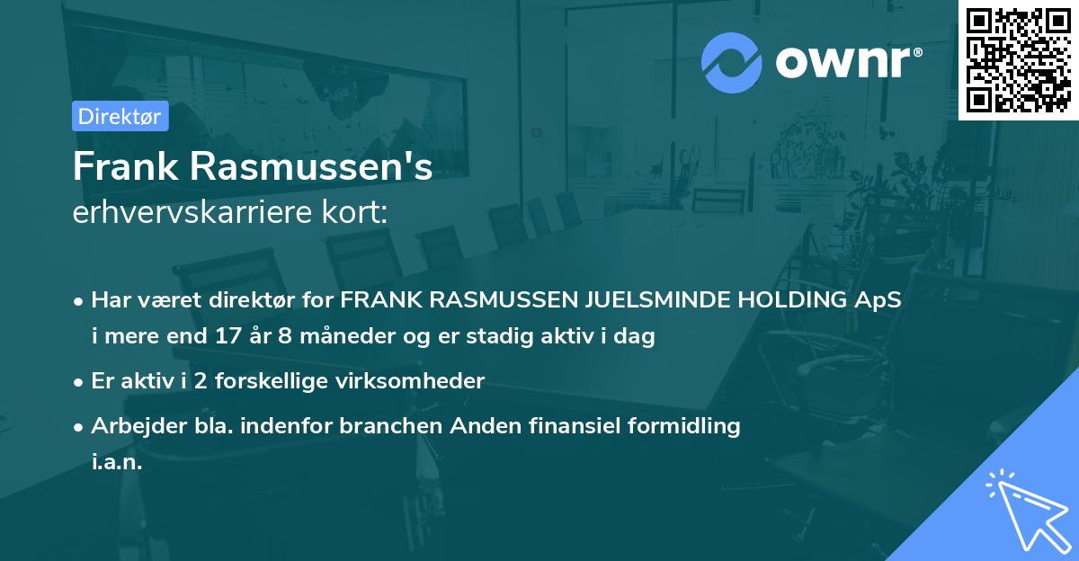 Frank Rasmussen's erhvervskarriere kort