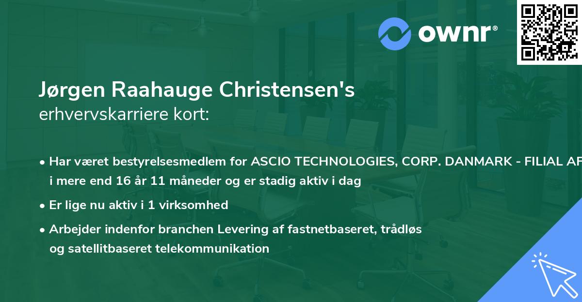 Jørgen Raahauge Christensen's erhvervskarriere kort