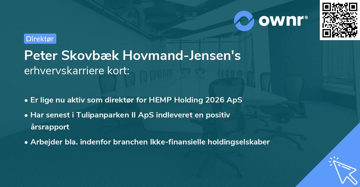 Peter Skovbæk Hovmand-Jensen's erhvervskarriere kort