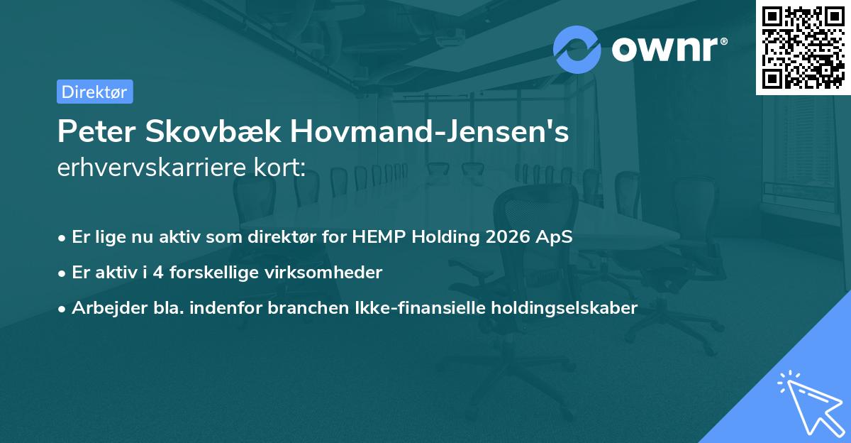 Peter Skovbæk Hovmand-Jensen's erhvervskarriere kort