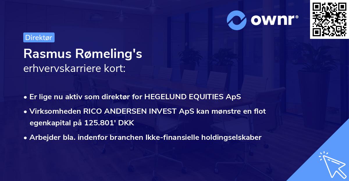 Rasmus Rømeling's erhvervskarriere kort