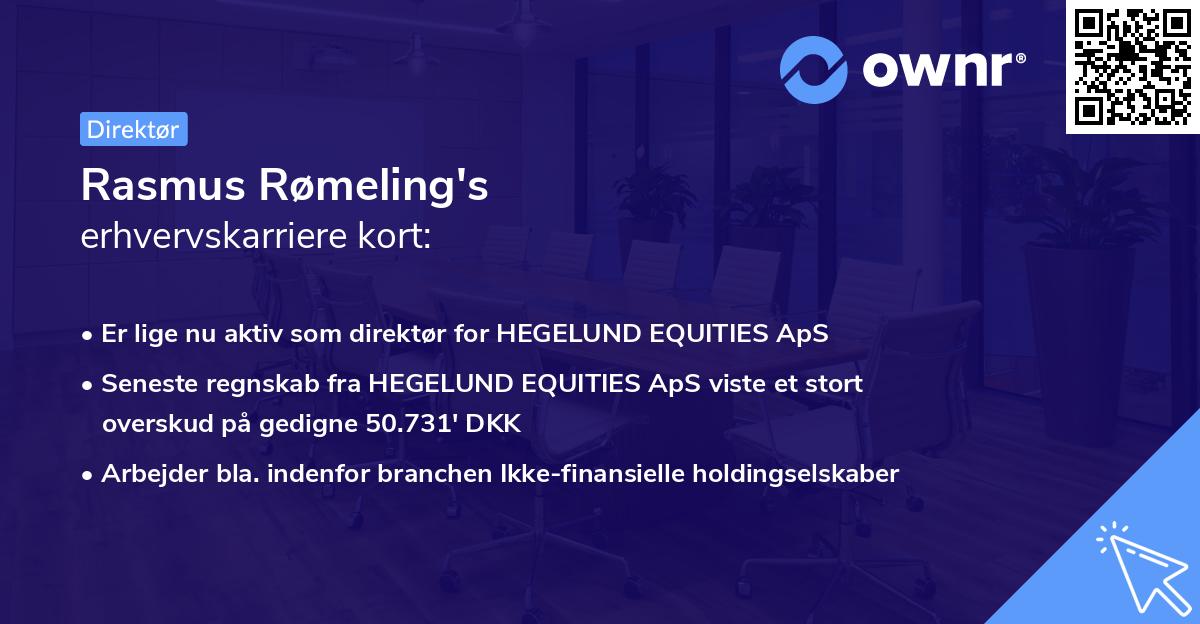 Rasmus Rømeling's erhvervskarriere kort