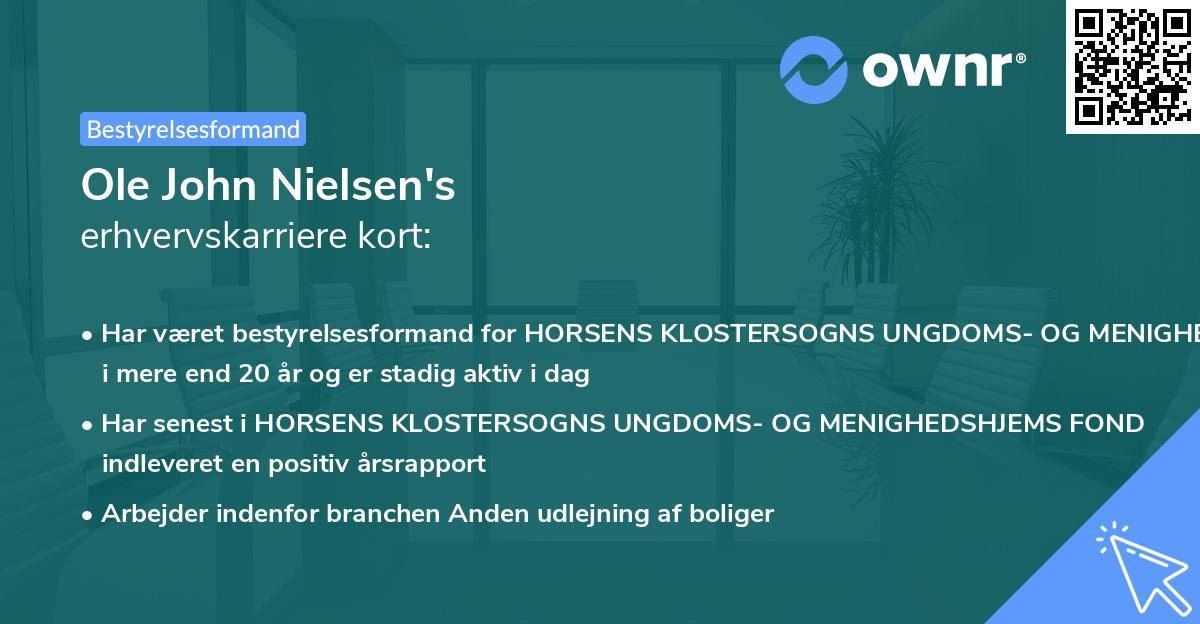 Ole John Nielsen's erhvervskarriere kort
