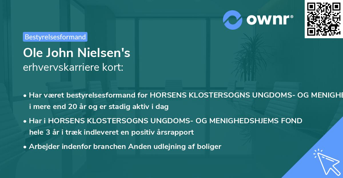Ole John Nielsen's erhvervskarriere kort