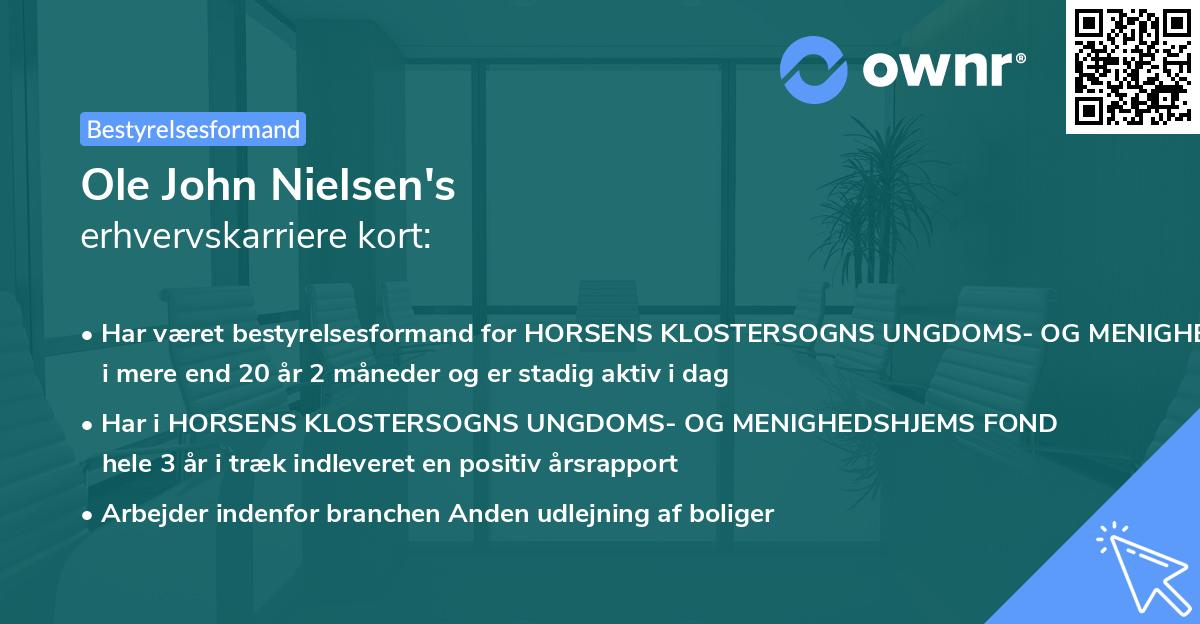 Ole John Nielsen's erhvervskarriere kort