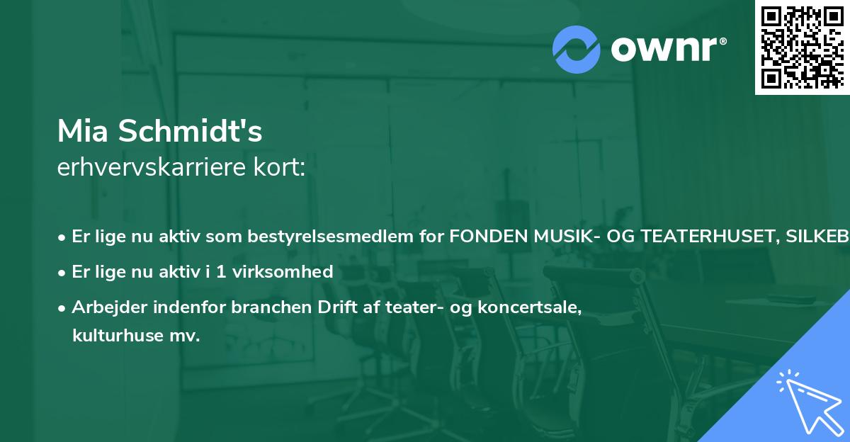Mia Schmidt's erhvervskarriere kort