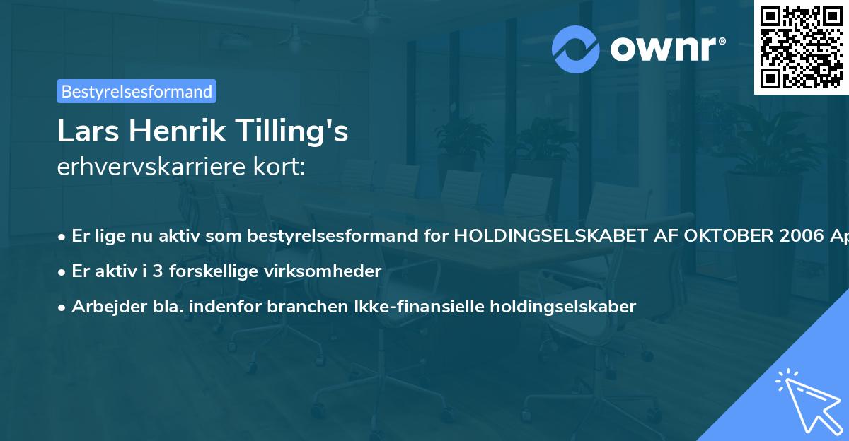 Lars Henrik Tilling's erhvervskarriere kort