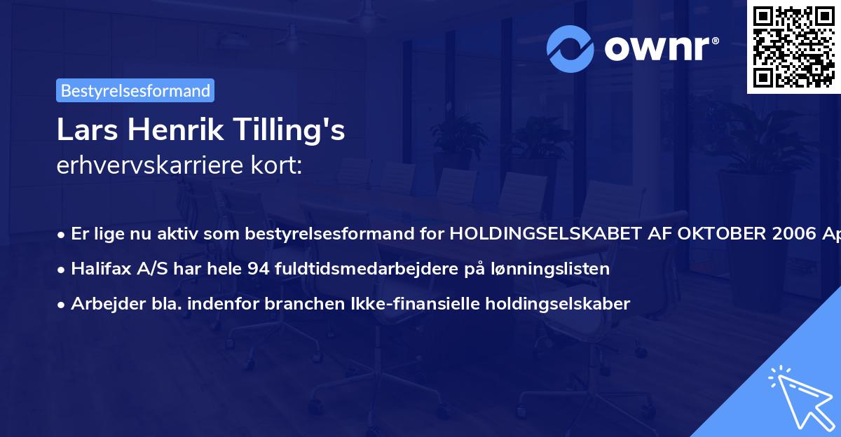 Lars Henrik Tilling's erhvervskarriere kort