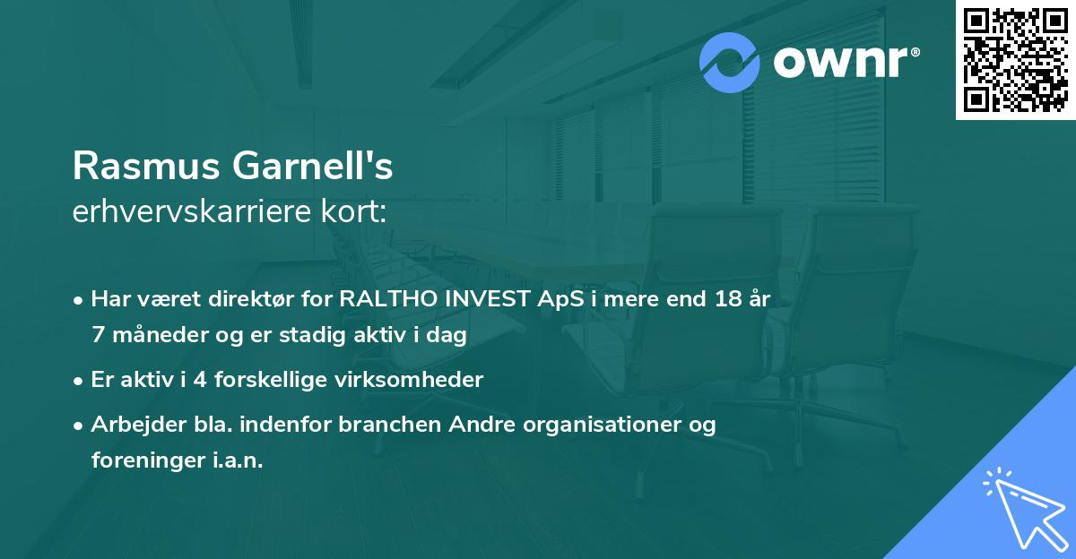 Rasmus Garnell's erhvervskarriere kort