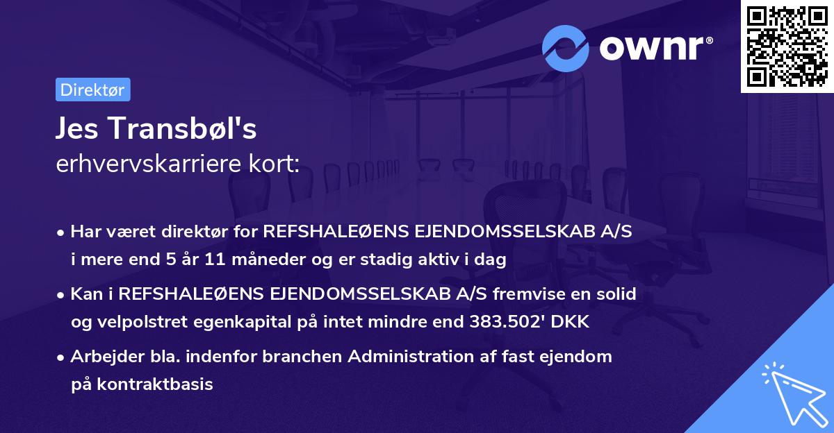Jes Transbøl's erhvervskarriere kort