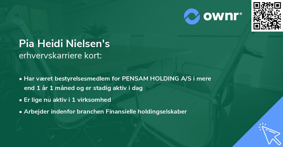 Pia Heidi Nielsen's erhvervskarriere kort