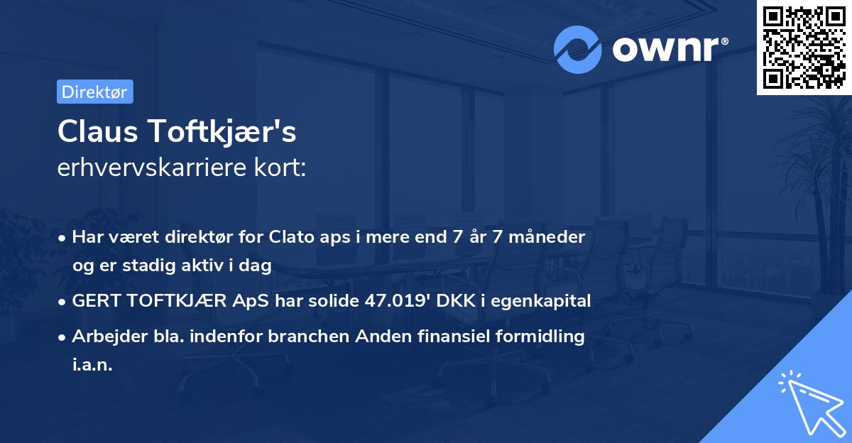 Claus Toftkjær's erhvervskarriere kort