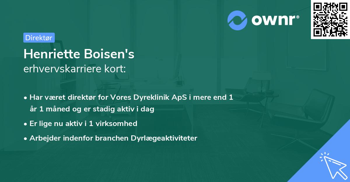Henriette Boisen's erhvervskarriere kort