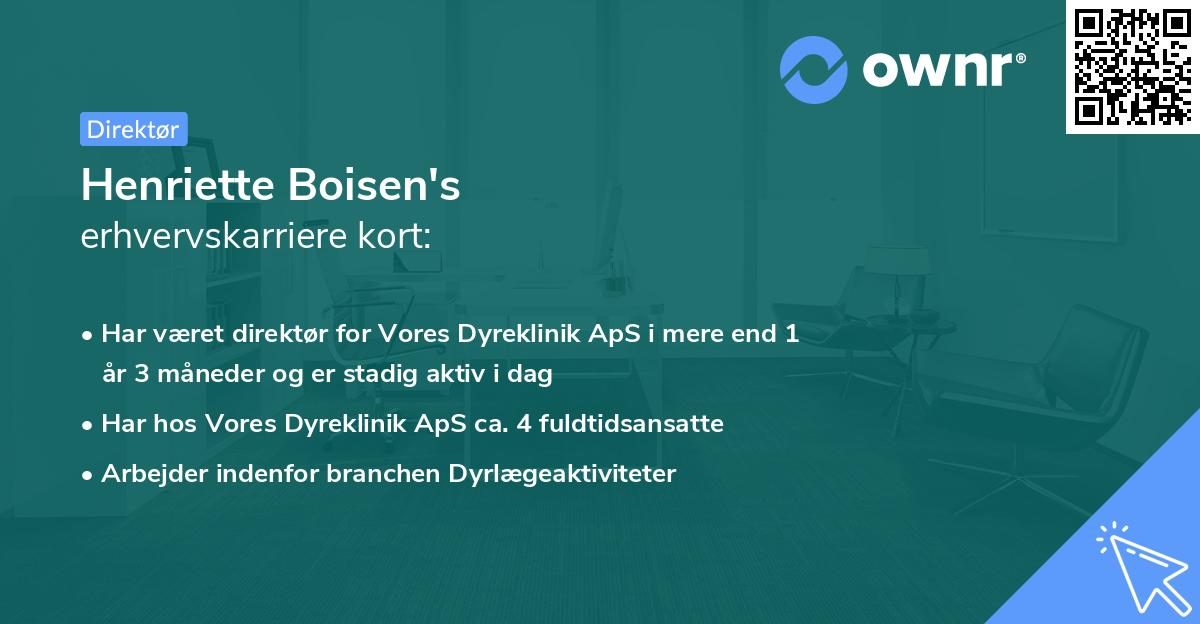Henriette Boisen's erhvervskarriere kort