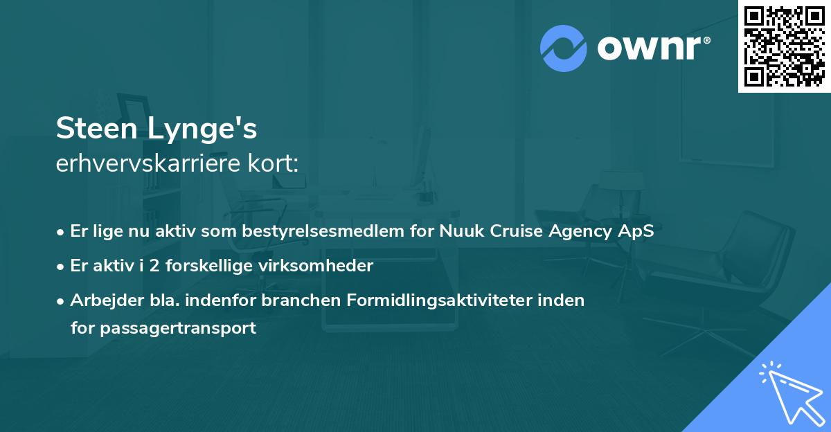 Steen Lynge's erhvervskarriere kort
