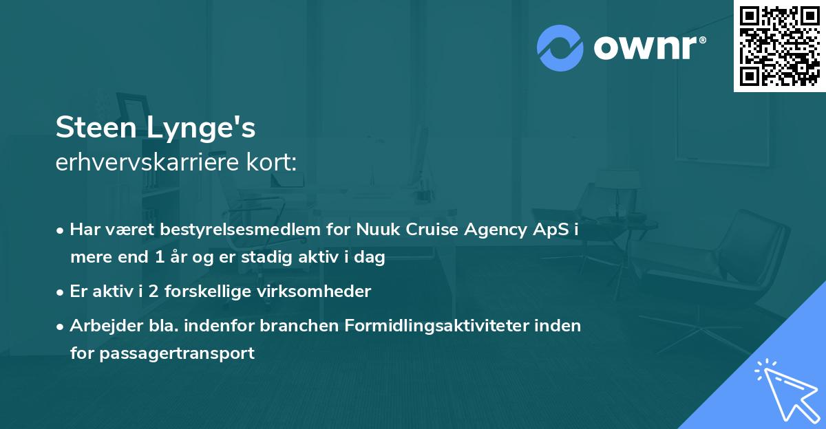 Steen Lynge's erhvervskarriere kort