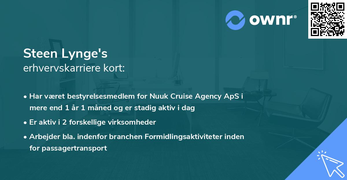 Steen Lynge's erhvervskarriere kort