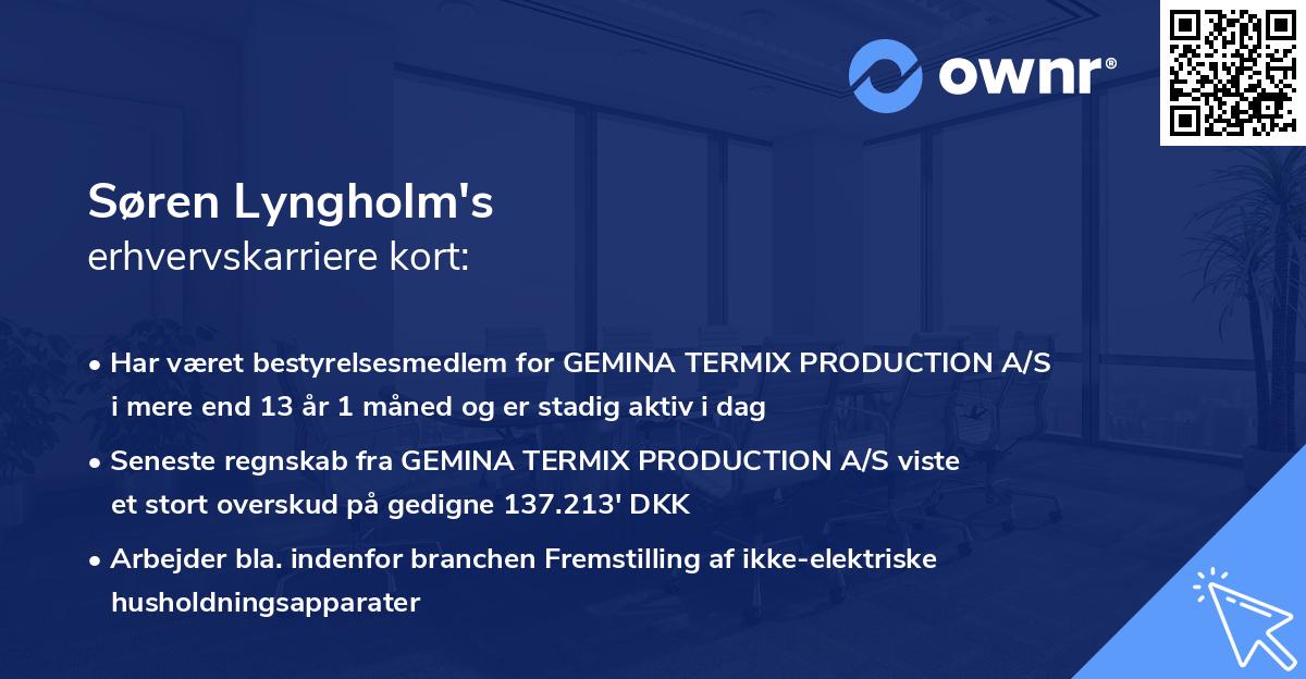 Søren Lyngholm's erhvervskarriere kort