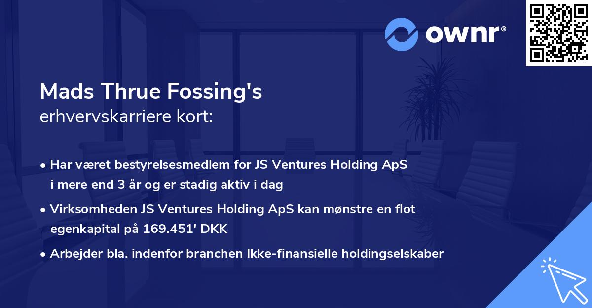 Mads Thrue Fossing's erhvervskarriere kort