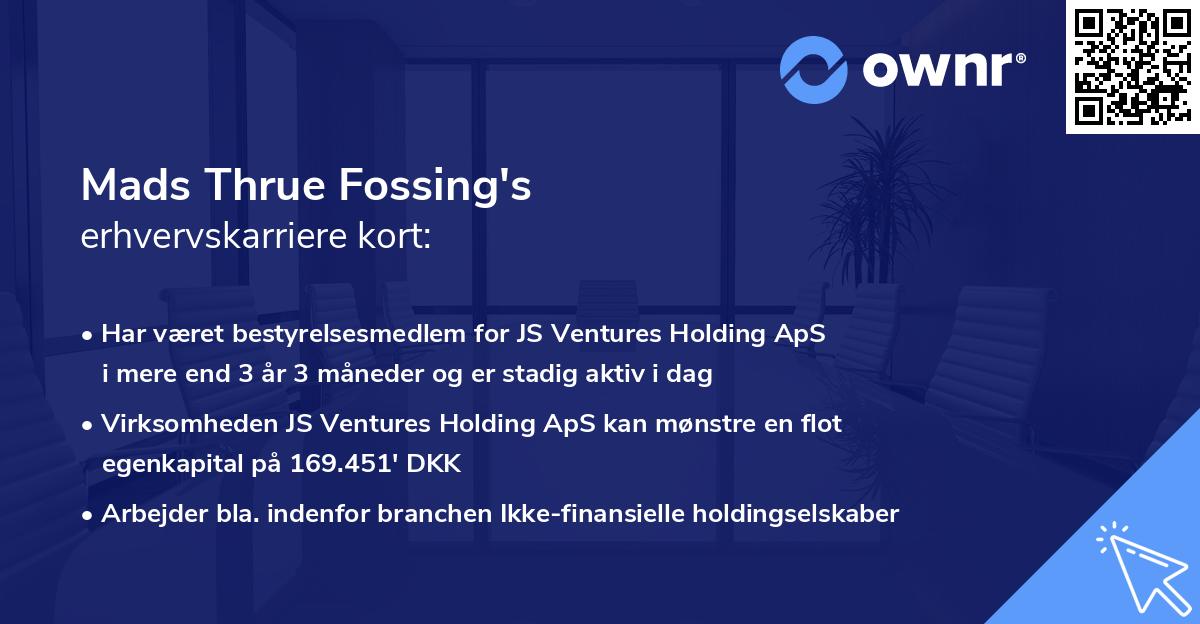 Mads Thrue Fossing's erhvervskarriere kort