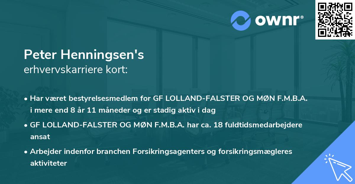 Peter Henningsen's erhvervskarriere kort