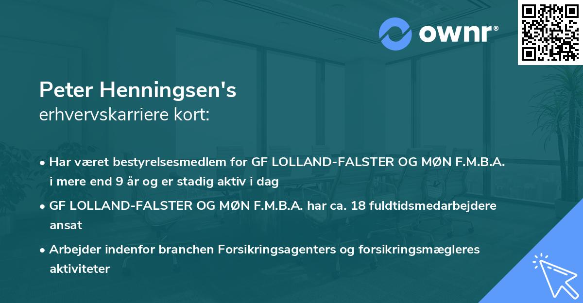 Peter Henningsen's erhvervskarriere kort