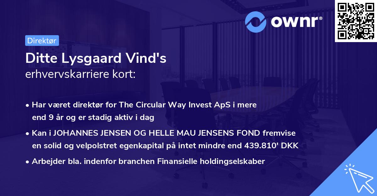 Ditte Lysgaard Vind's erhvervskarriere kort