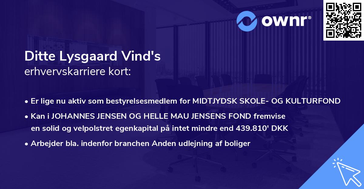 Ditte Lysgaard Vind's erhvervskarriere kort