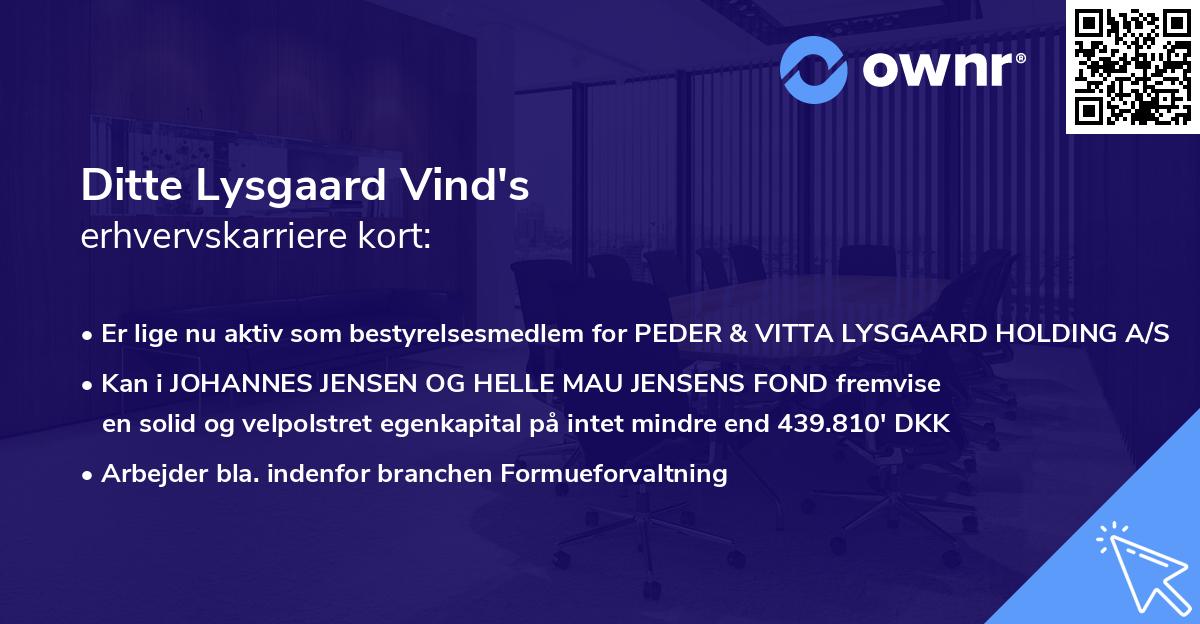 Ditte Lysgaard Vind's erhvervskarriere kort