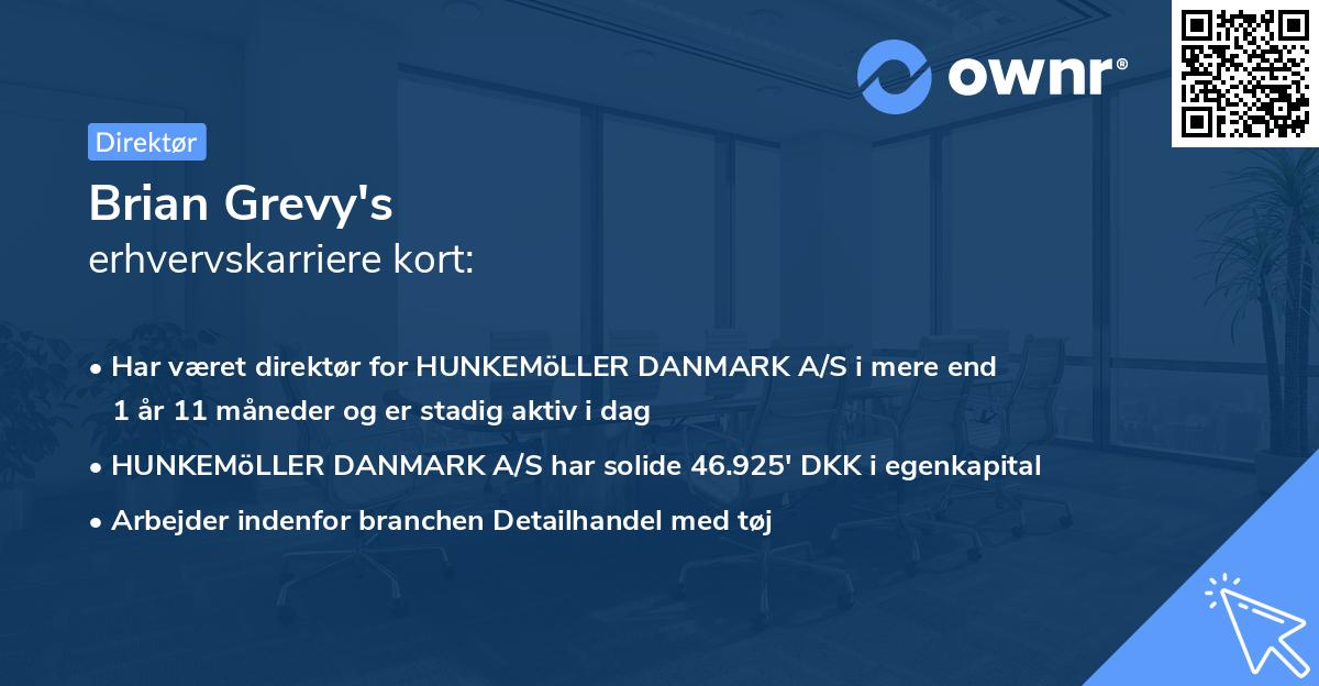 Brian Grevy's erhvervskarriere kort