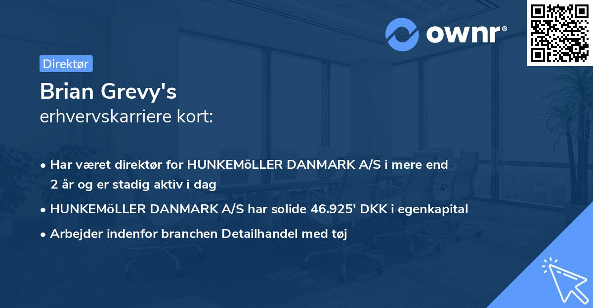 Brian Grevy's erhvervskarriere kort