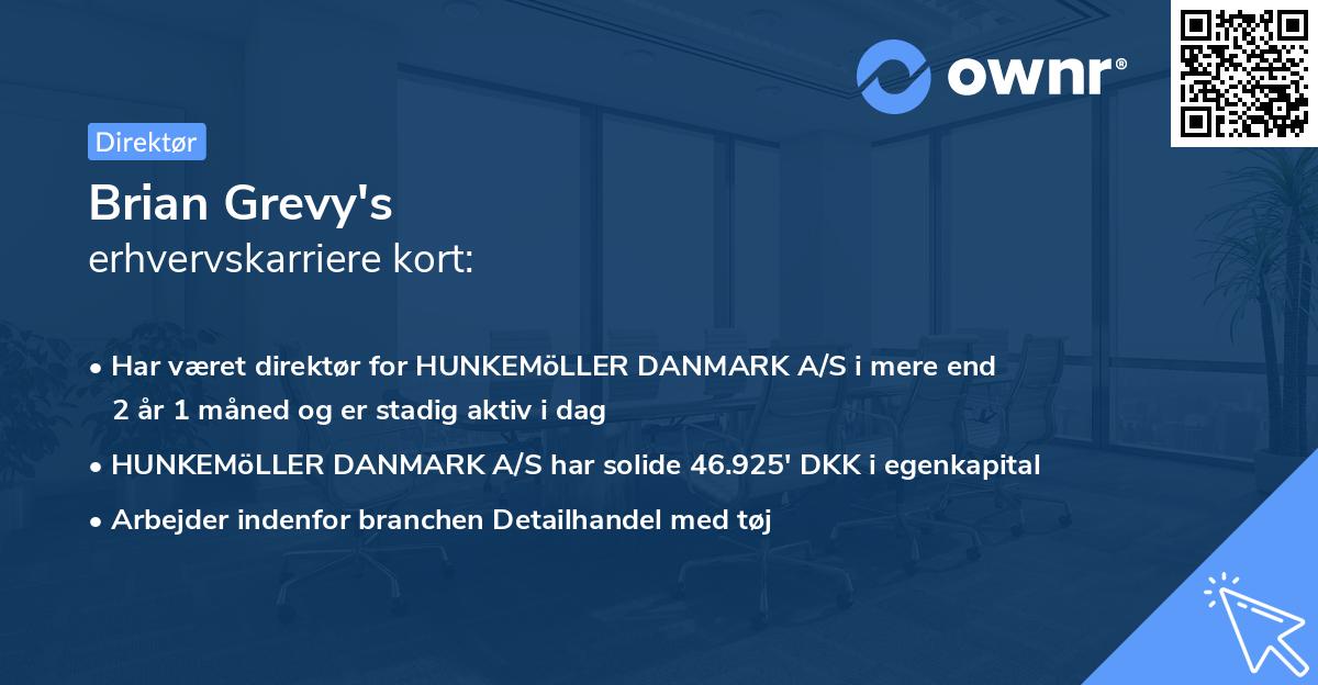 Brian Grevy's erhvervskarriere kort