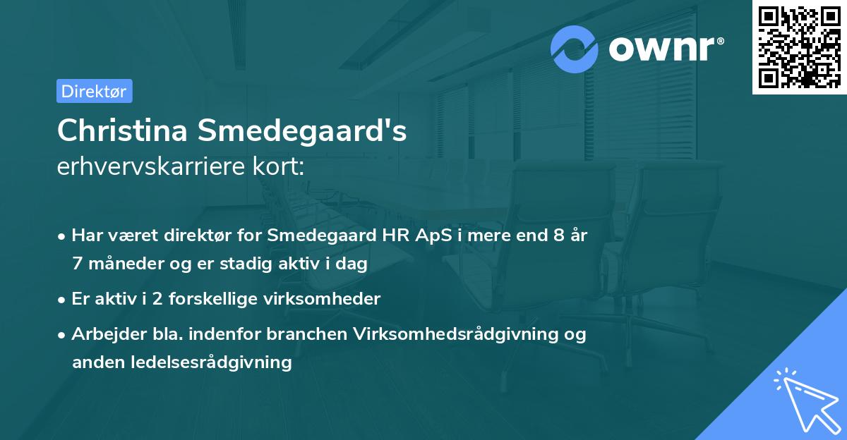 Christina Smedegaard's erhvervskarriere kort