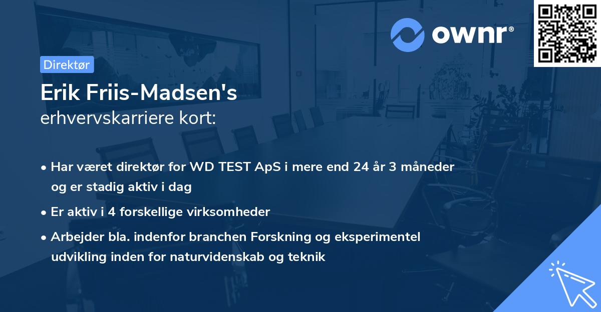 Erik Friis-Madsen's erhvervskarriere kort