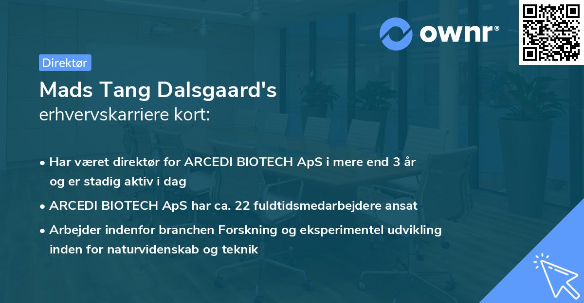 Mads Tang Dalsgaard's erhvervskarriere kort