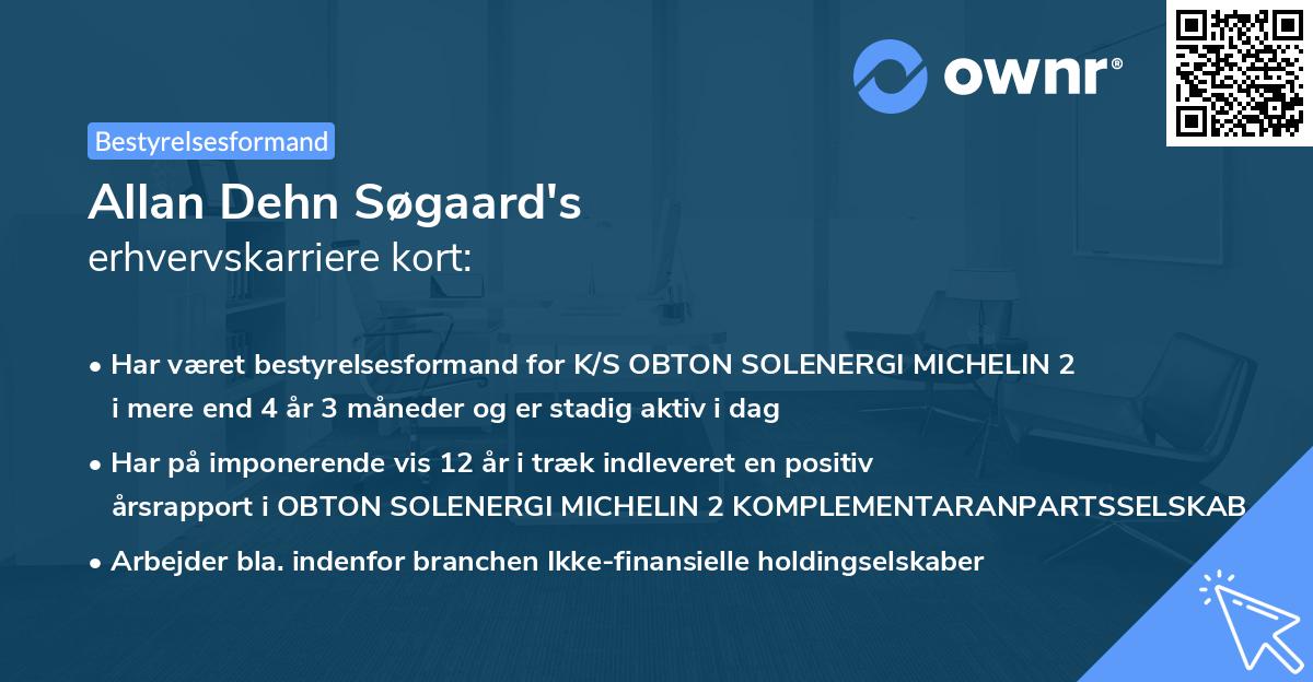 Allan Dehn Søgaard's erhvervskarriere kort