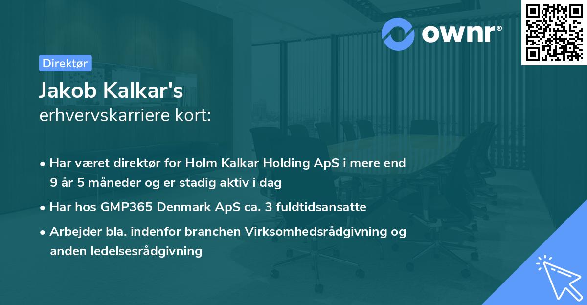 Jakob Kalkar's erhvervskarriere kort