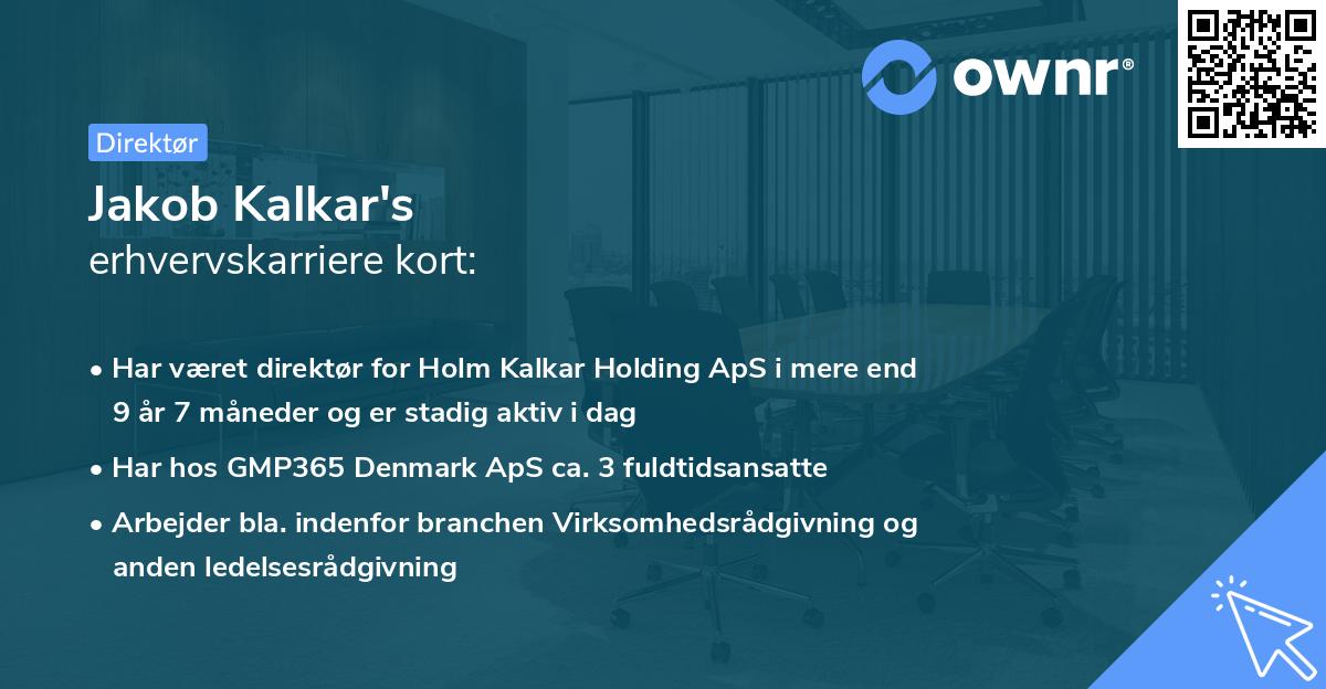 Jakob Kalkar's erhvervskarriere kort