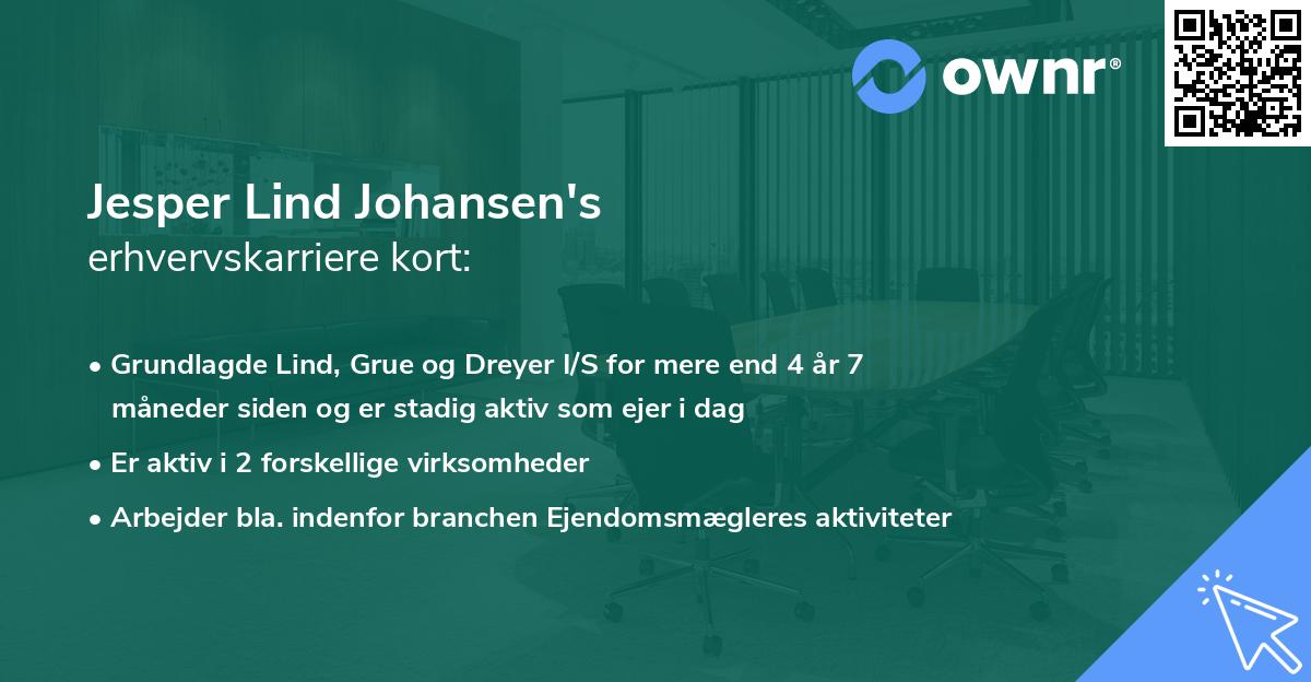 Jesper Lind Johansen's erhvervskarriere kort