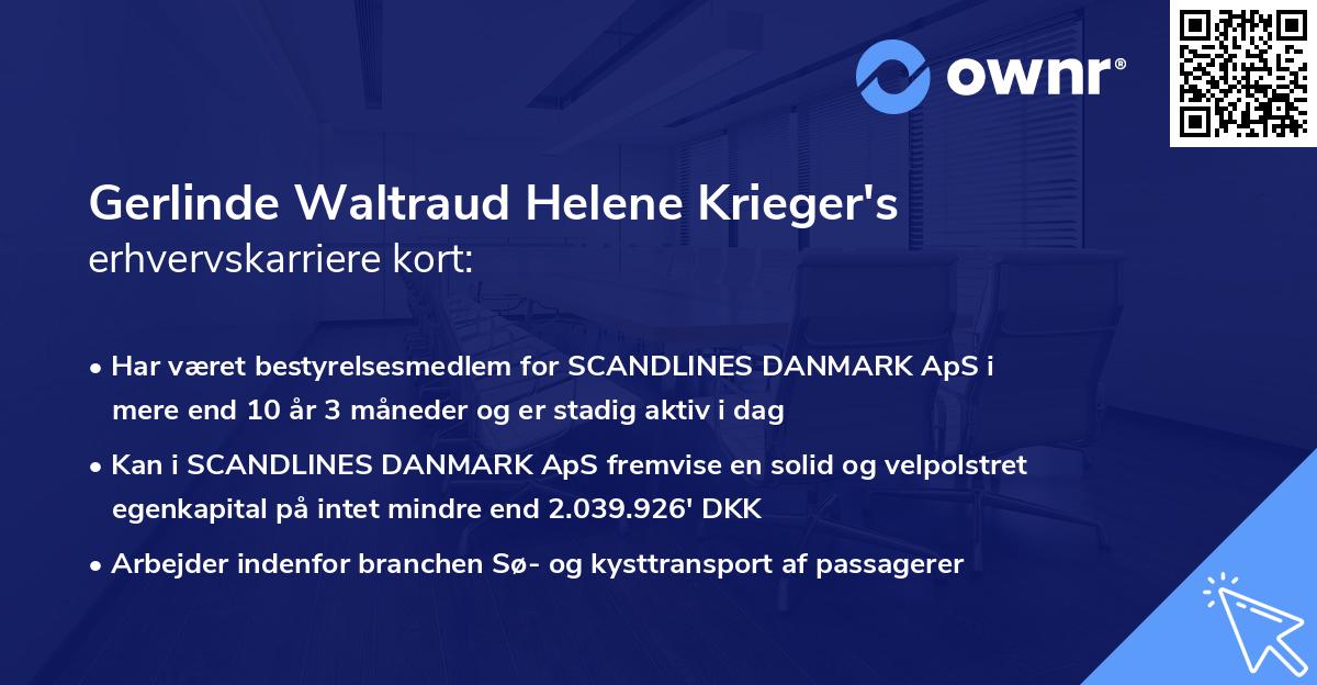 Gerlinde Waltraud Helene Krieger's erhvervskarriere kort