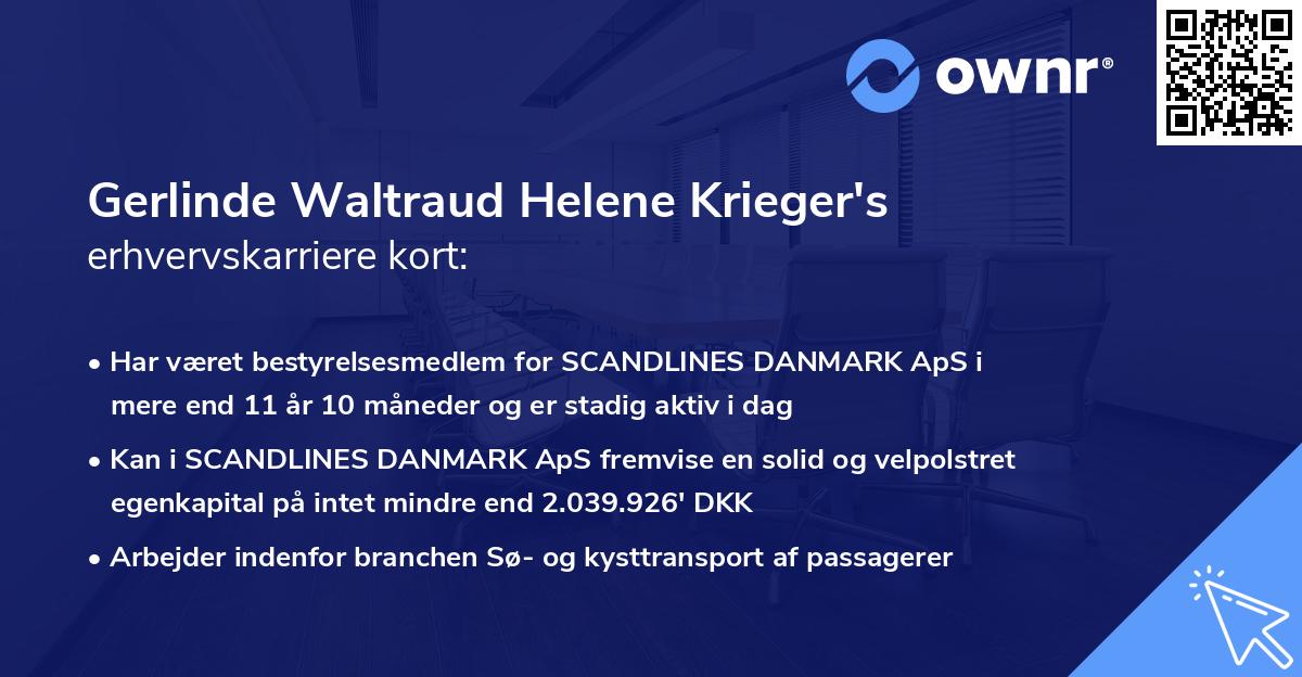 Gerlinde Waltraud Helene Krieger's erhvervskarriere kort