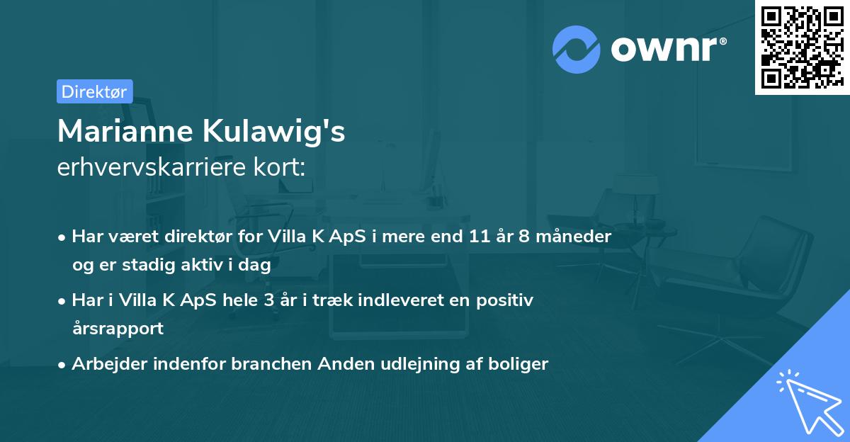 Marianne Kulawig's erhvervskarriere kort