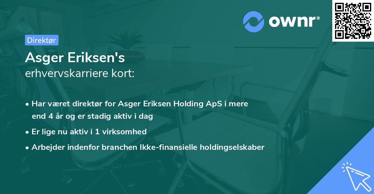 Asger Eriksen's erhvervskarriere kort