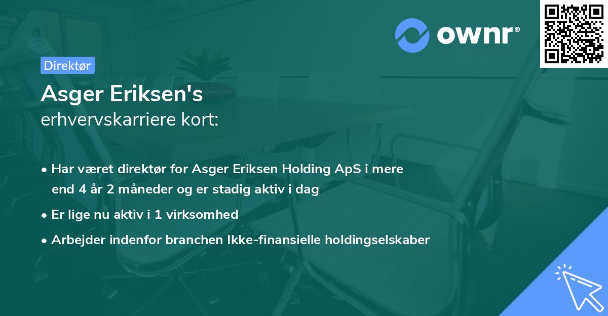 Asger Eriksen's erhvervskarriere kort