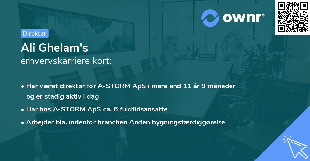 Ali Ghelam's erhvervskarriere kort