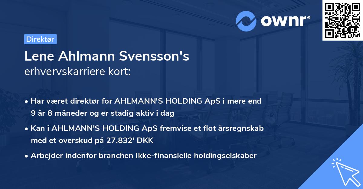 Lene Ahlmann Svensson's erhvervskarriere kort